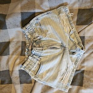 SO High Rise Distressed Jean Shorts